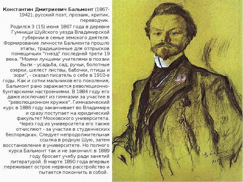 Константин бальмонт: биография, творчество и интересные факты - nacion.ru