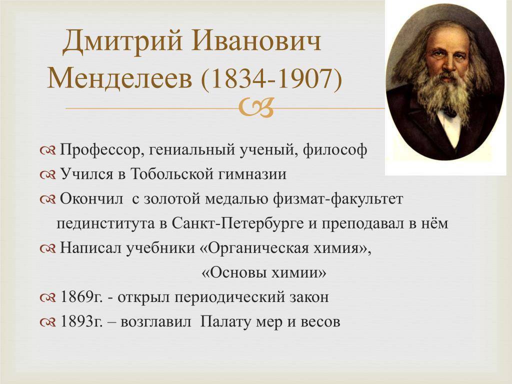 Менделеев дмитрий иванович
