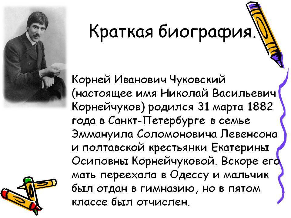 Корней чуковский биография для детей начальной школы, кратко самое главное и интересные факты