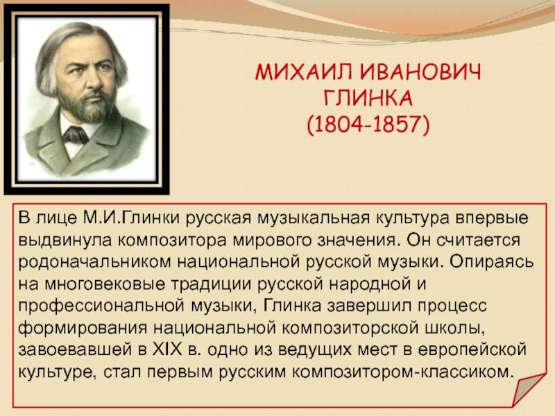 Краткая биография глинки михаила ивановича
