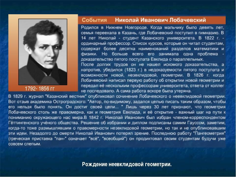 Биография николая ивановича лобачевского
