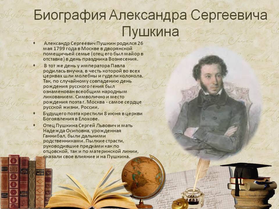 Кратко самое главное о биографии пушкина, биография по датам